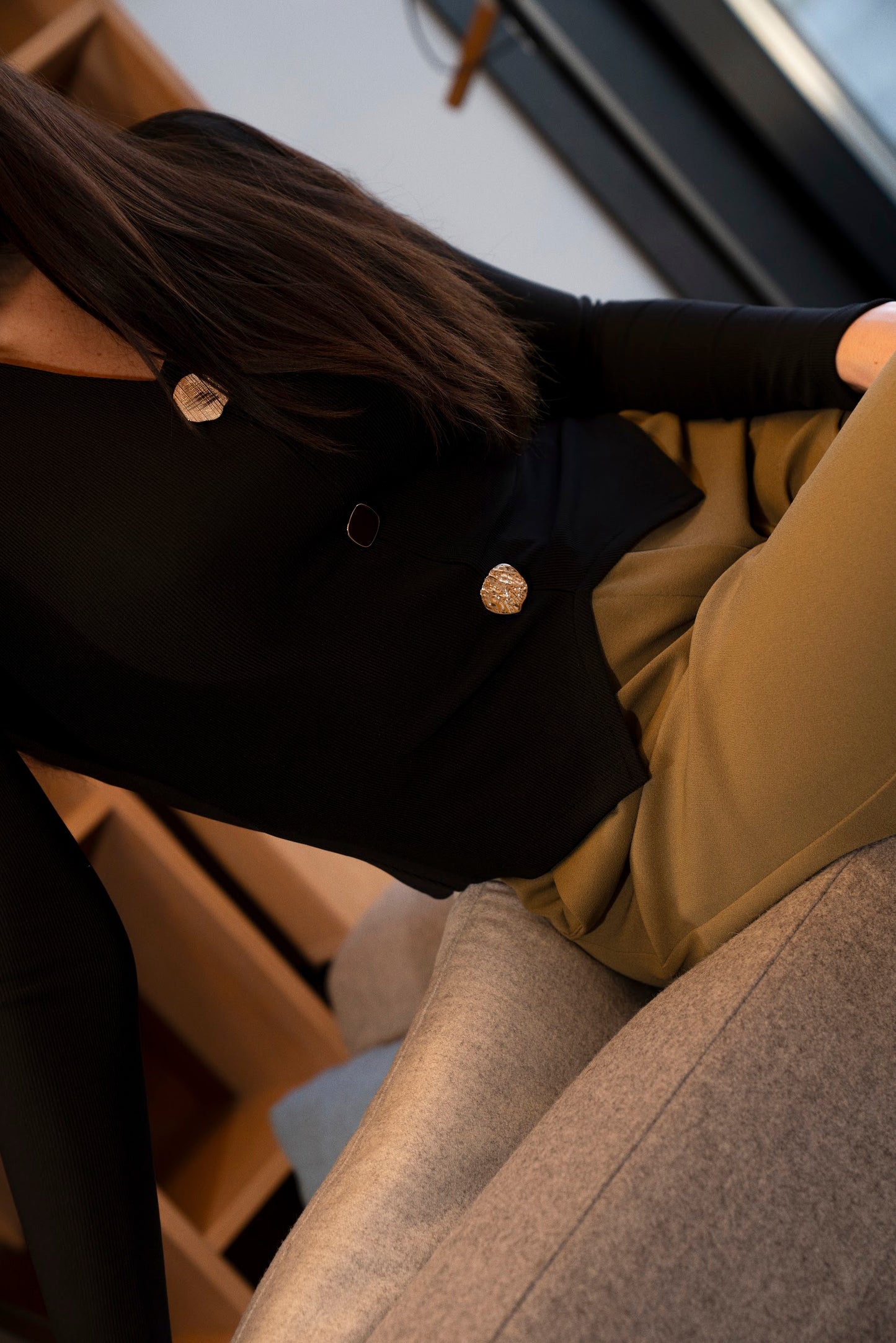 VOGE Gold Button Top