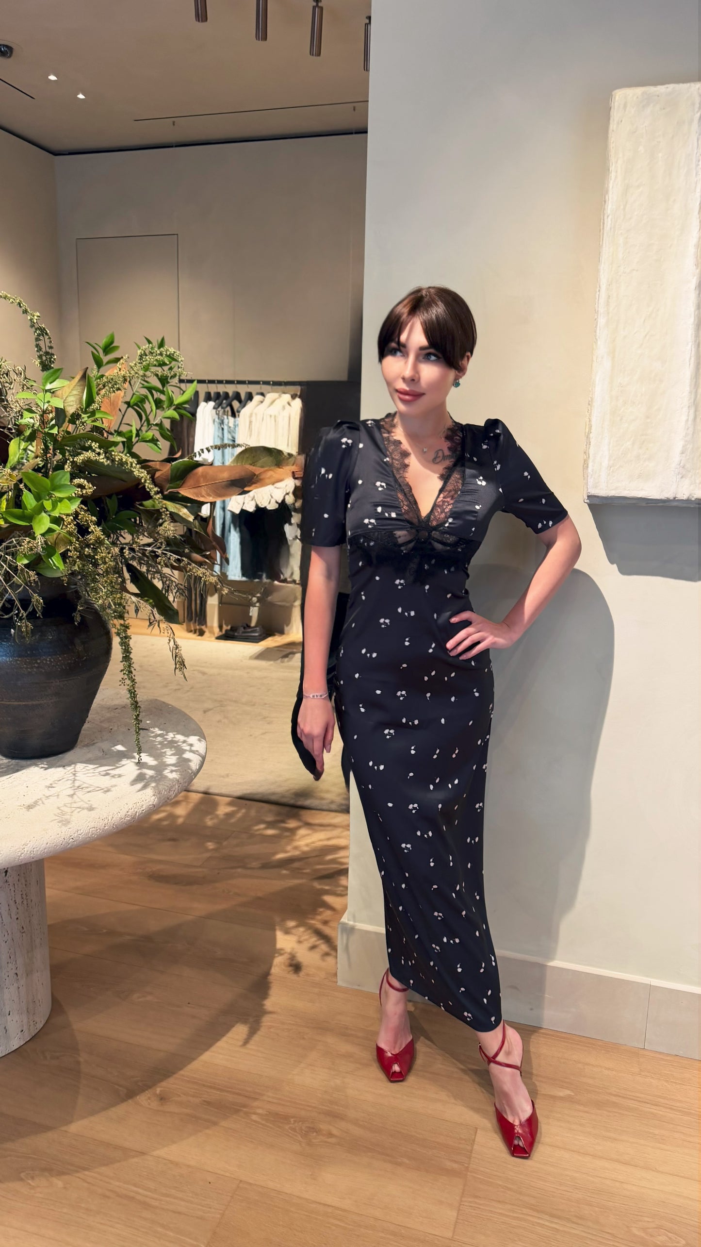 VOGE Black Floral Dress