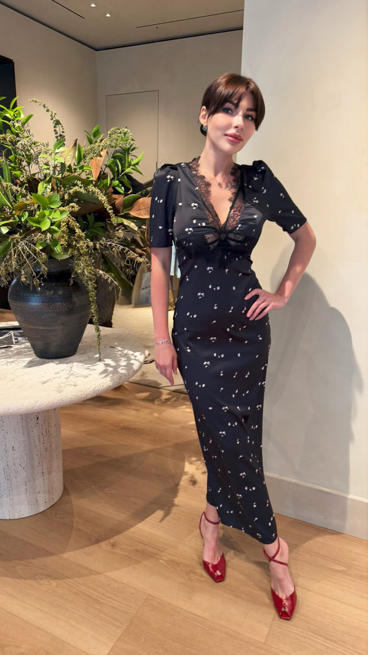VOGE Black Floral Dress