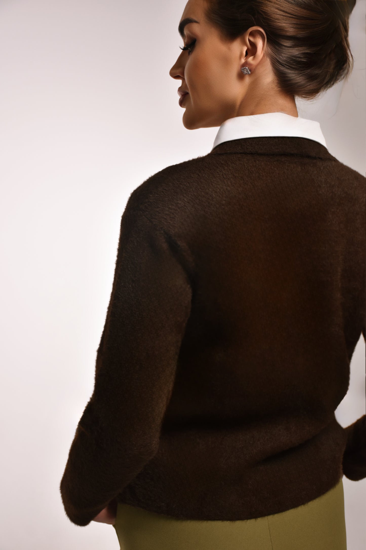 Golden Touch Fuzzy Cardigan – Chocolate Brown