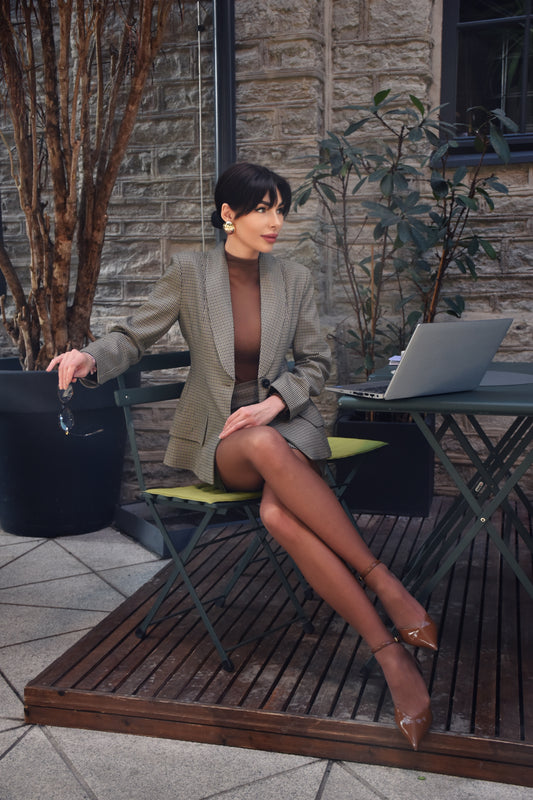 Checked Blazer & Skirt Set