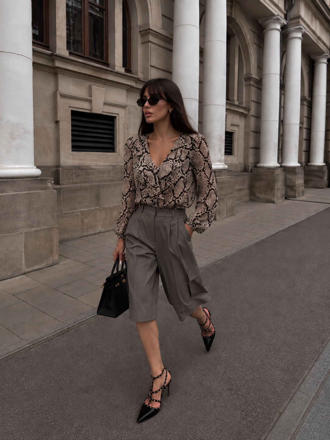 Shimmer Python Ruffle Blouse