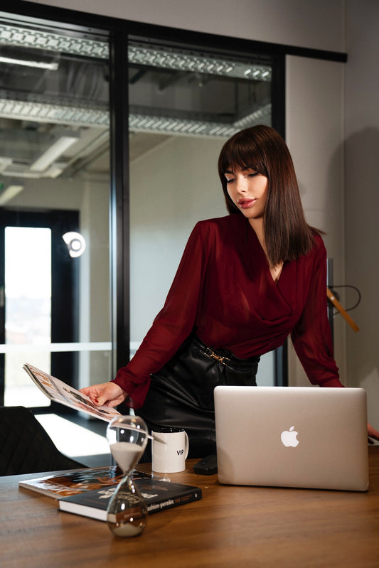 VOGE Burgundy Sheer Draped Blouse