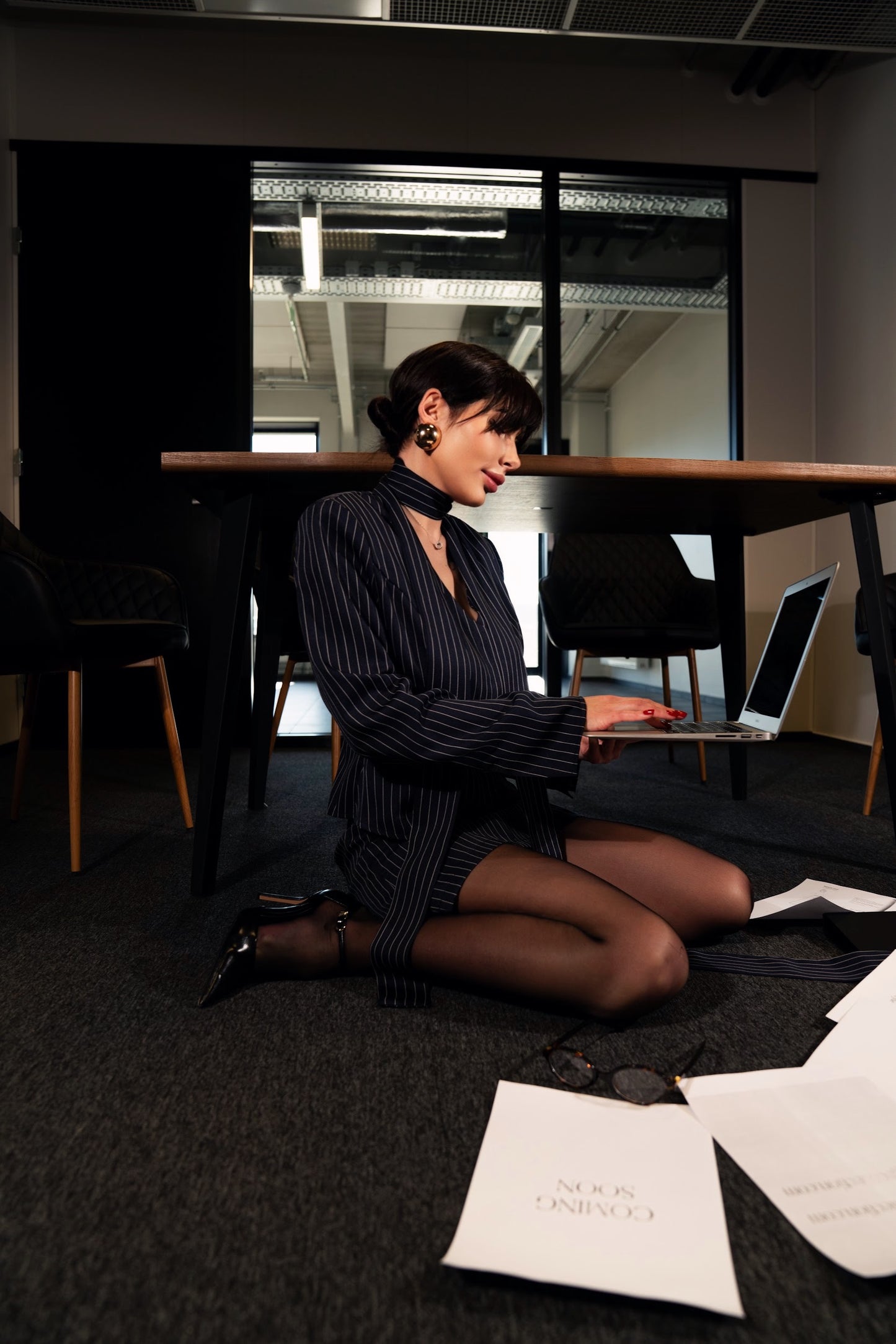 Pinstripe Suit: Skirt + Blazer