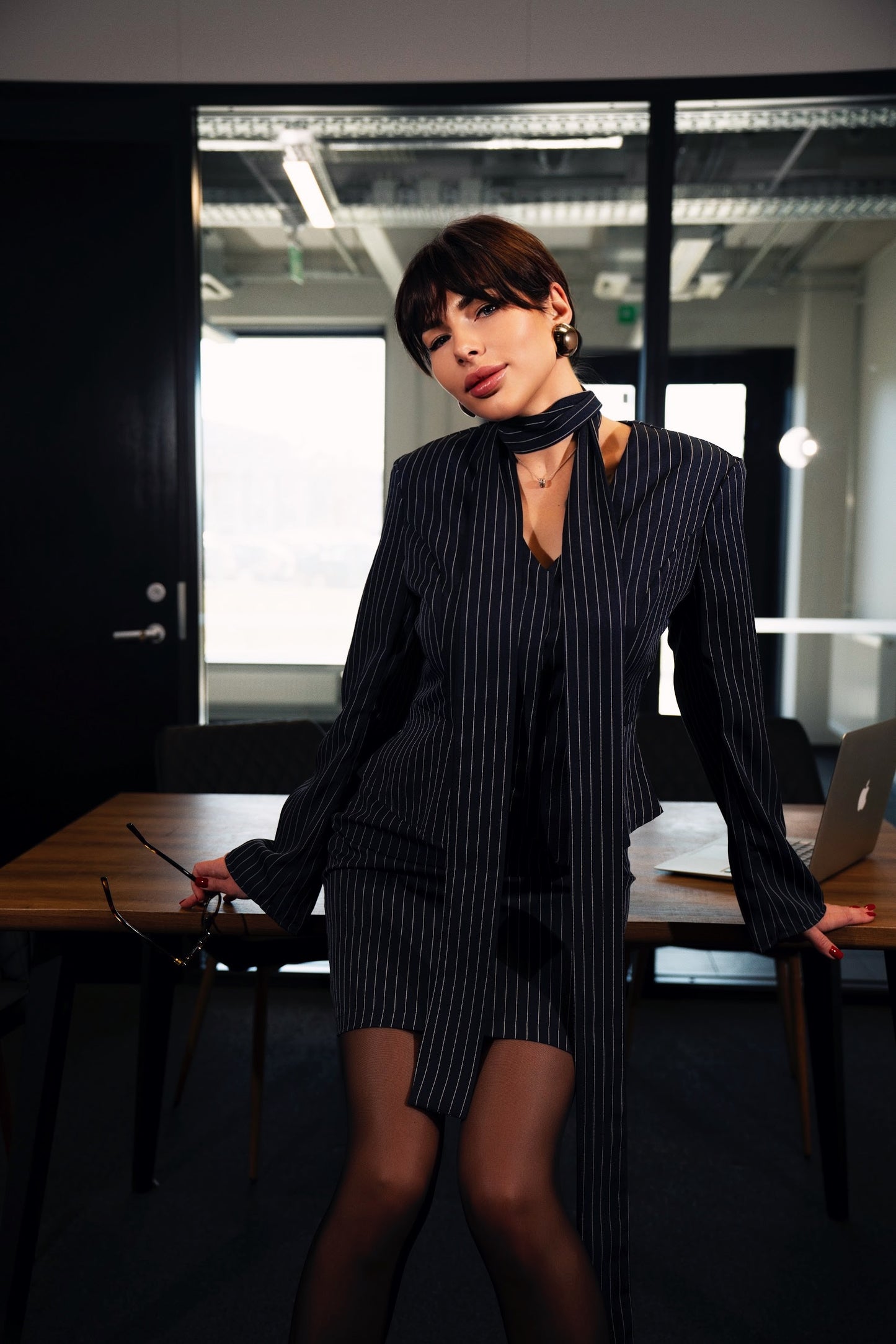 Pinstripe Suit: Skirt + Blazer