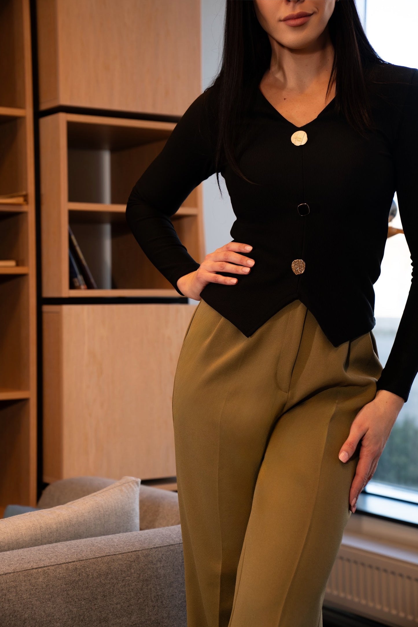 VOGE Gold Button Top