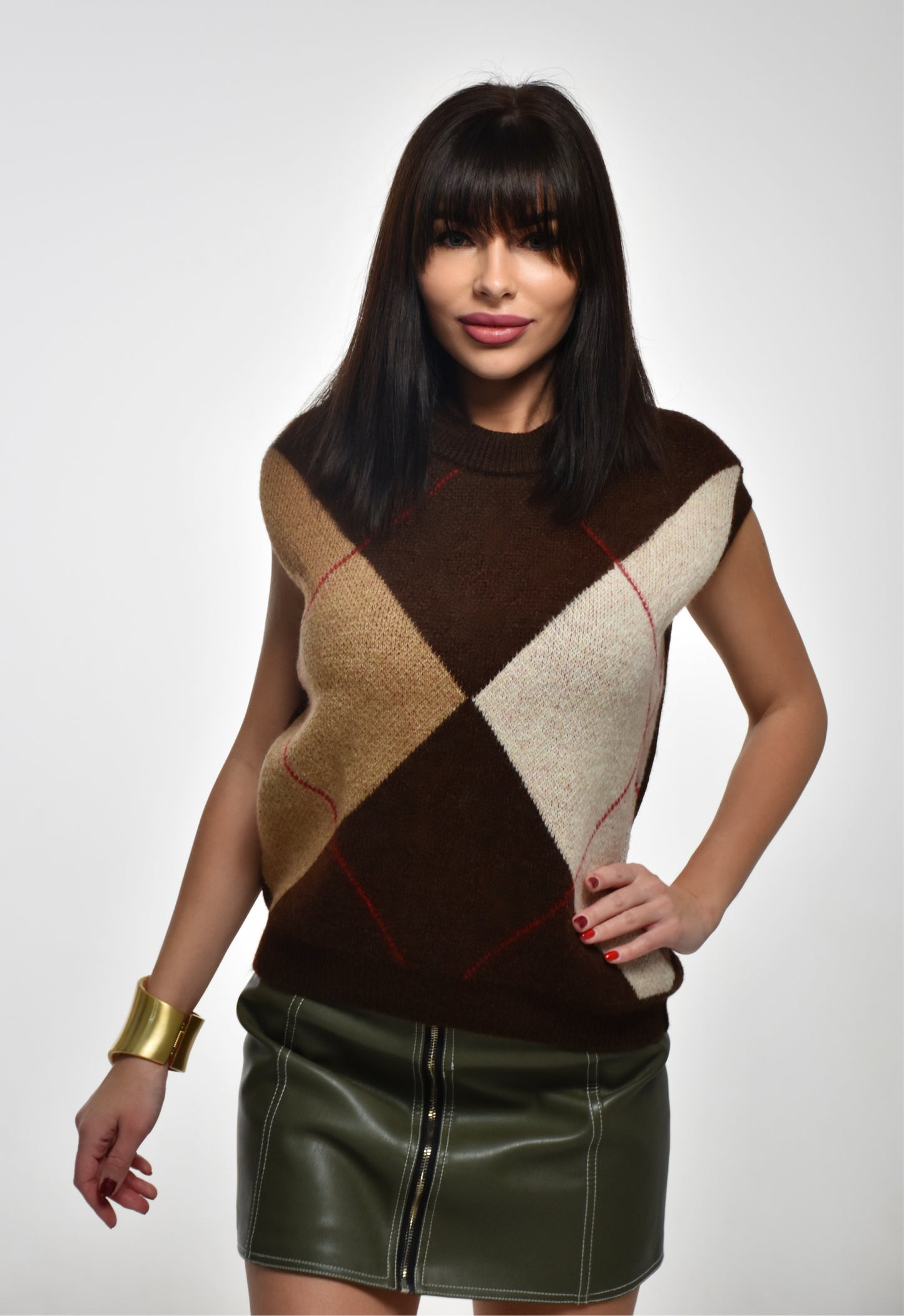 Heritage Argyle Vest – Chocolate & Cream