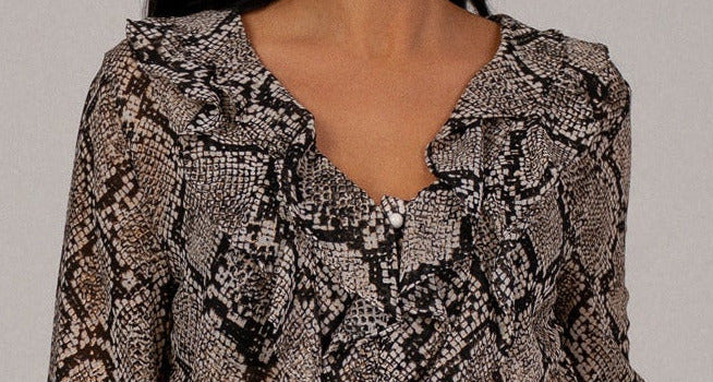 Shimmer Python Ruffle Blouse