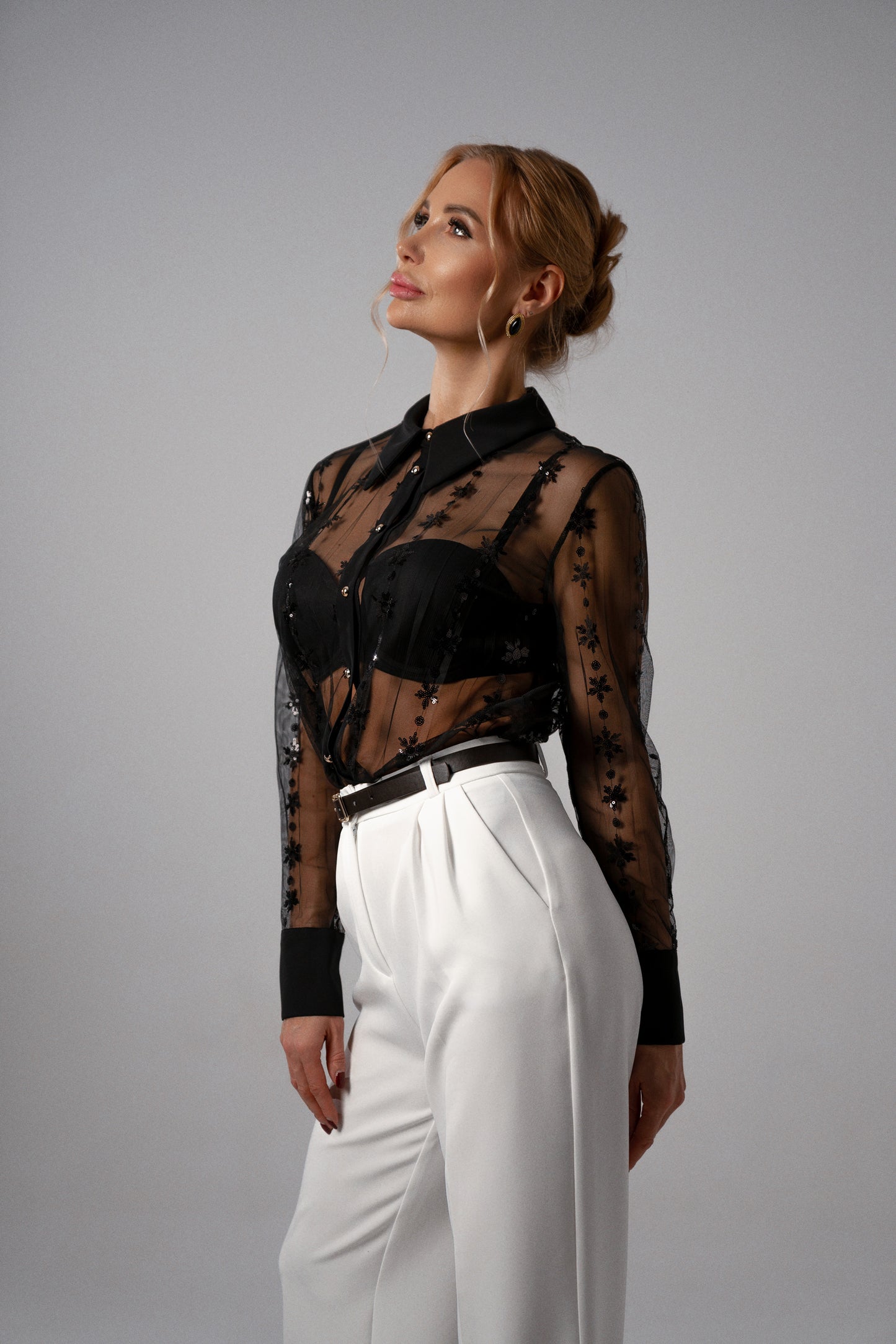 Embroidered Sheer Blouse