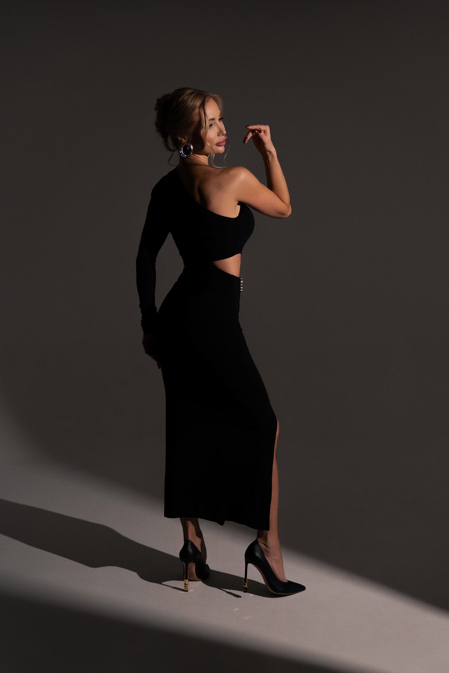 Black Noir Muse One-Shoulder Gown