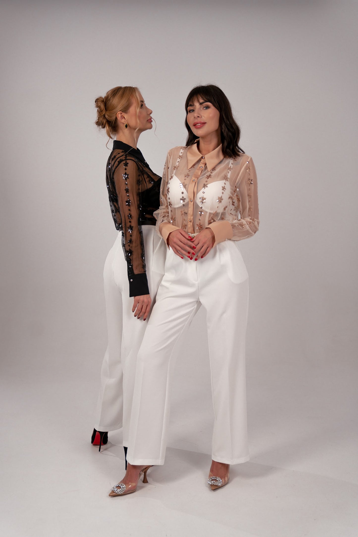 Embroidered Sheer Blouse